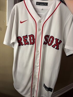 Nike White Red Trim Boston Baseball Jersey